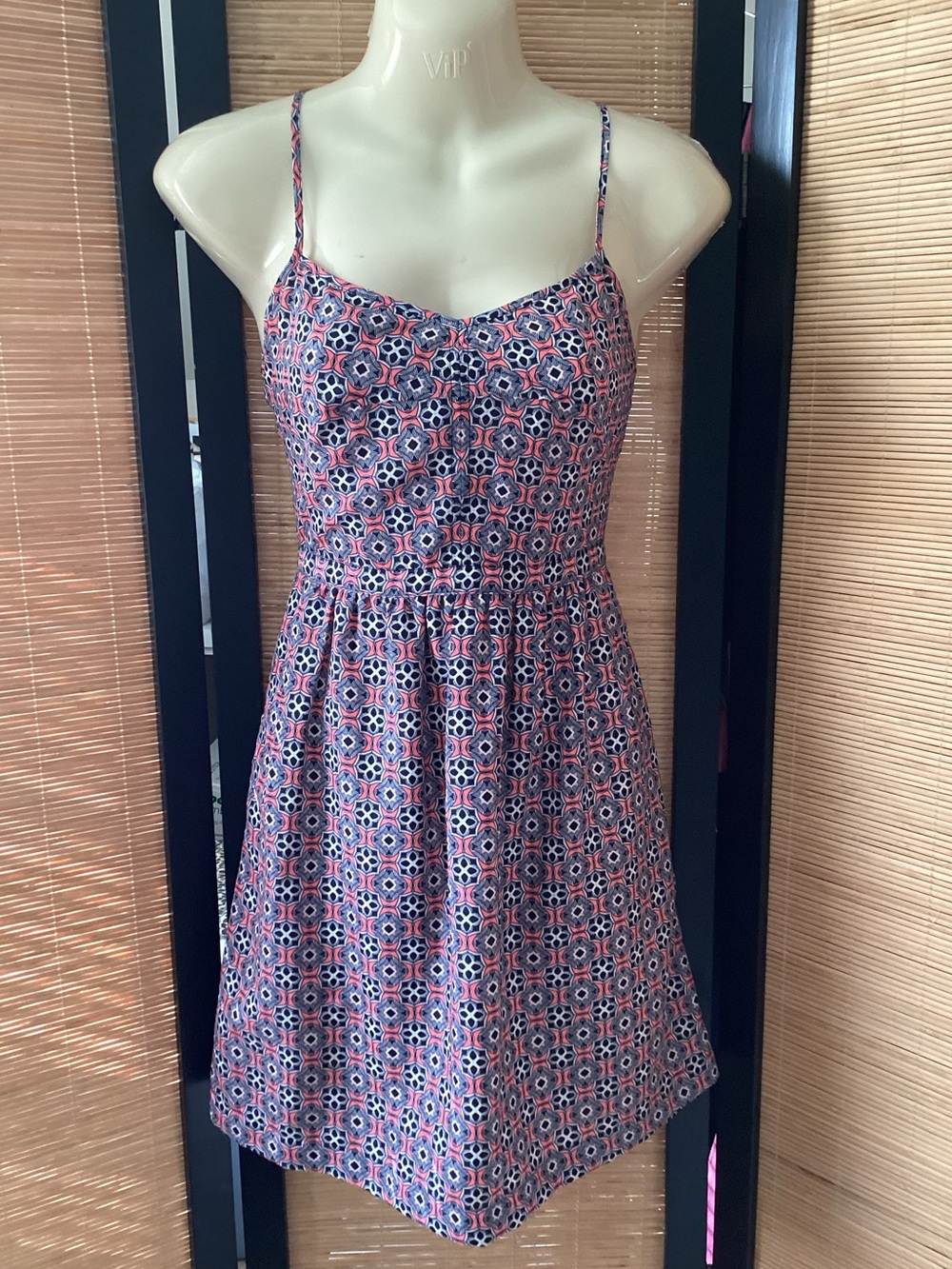 J. CREW cami dress NWOT Sz 00 fit & flare print adjustable straps side pockets